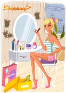 Girl at shopping vector