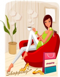 Girl at shopping vector