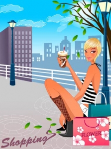 Girl at shopping vector