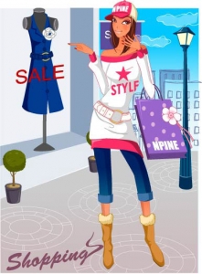 Girl at shopping vector