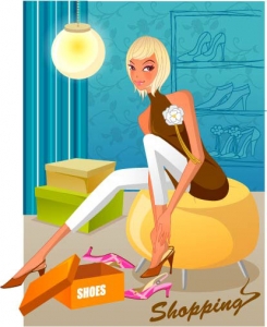 Girl at shopping vector