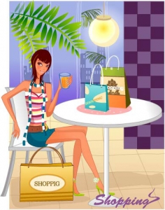 Girl at shopping vector