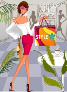 Girl at shopping vector