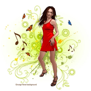 Girls and music vector