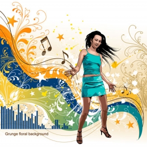 Girls and music vector