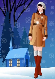 Girls in the winter vector