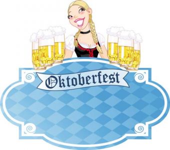 Girl serving beer at Oktoberfest event vector