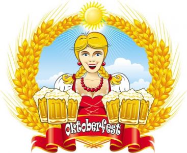 Girl serving beer at Oktoberfest event vector