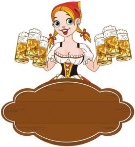 Girl serving beer at Oktoberfest event vector