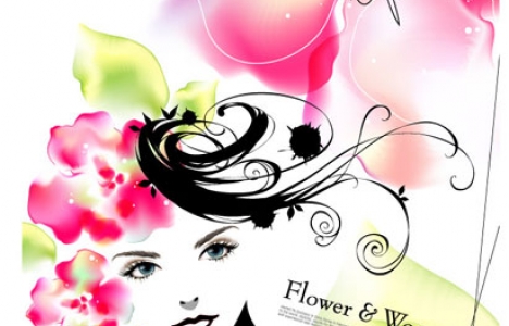 Girls with flowers vectors