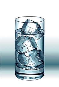 Glass with ice cubes