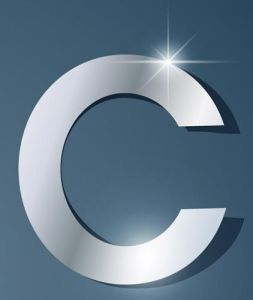 Glossy C letter vector