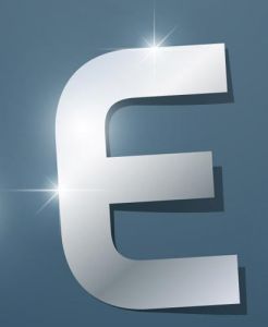 Glossy E letter vector