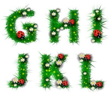 Grass alphabet letters vector