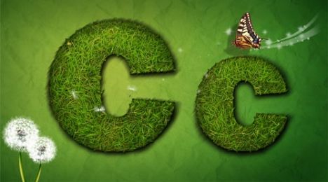 Creative grass letter C vector