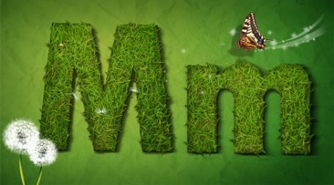 Creative grass letter M vector