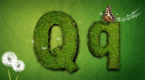 Creative grass letter Q vector