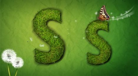 Creative grass letter S vector