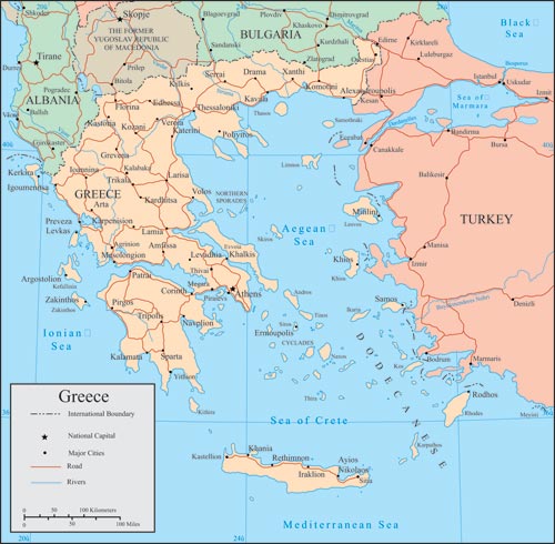 Greece Map With Rivers