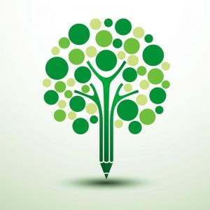 Pencil tree concept logo vector