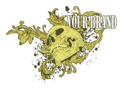 Grunge t-shirt skull vector