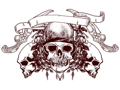 Grunge t-shirt skull vector