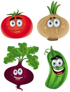 Happy vegetables cartoon vectors