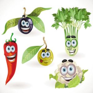 Happy vegetables cartoon vectors