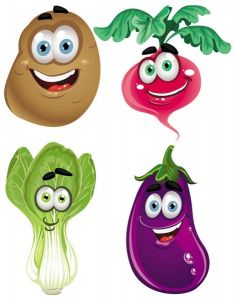 Happy vegetables cartoon vectors