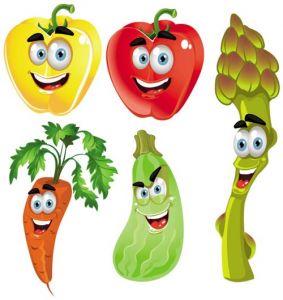 Happy vegetables cartoon vectors