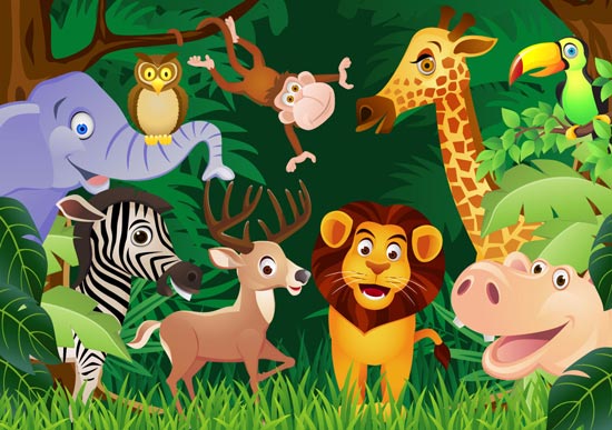 Happy Zoo Animals Vectors