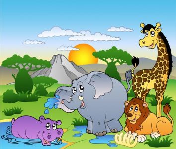 Happy zoo animals vectors