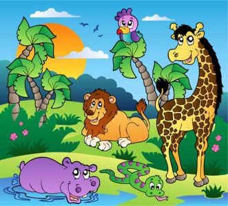 Happy zoo animals vectors