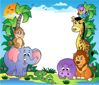 Happy zoo animals vectors