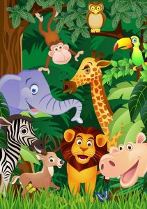 Happy zoo animals vectors