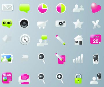 Headers buttons and icons for webdesigners
