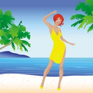 Hot beach girl vector