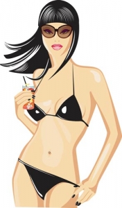 Hot beach girl vector