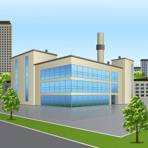 factory building with offices and production facilities
