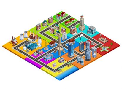 City Map Constructor Colorful Isometric Image,City Map Constructor Colorful Isometric Image