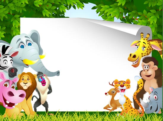 jungle animals cards for kids vector2