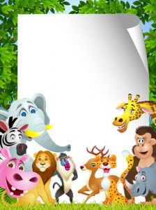 Jungle animals cards for kids vectors