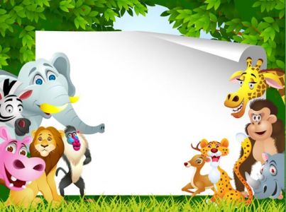 Jungle animals cards for kids vectors