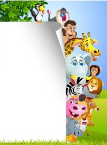 Jungle animals cards for kids vectors