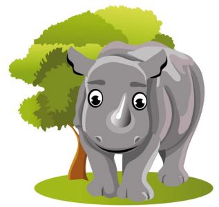 Jungle rhinocerus cartoon vector