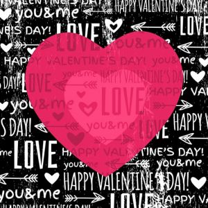 black background with  red valentine heart and wishes text,  vector