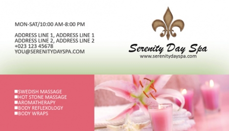 Massage and spa business cards
