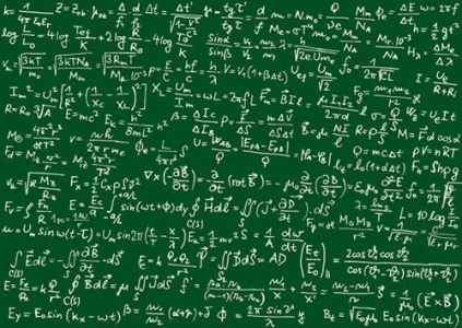 Math formulas vector on green board