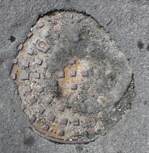 Metal manhole texture