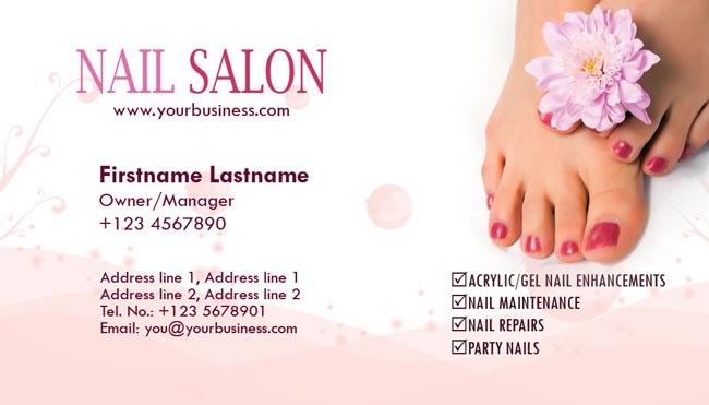 Nail salon and spa business cards